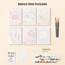 Cargar imagen en el visor de la galería, Mini Pintar por números 15x20cm (6 piezas) - Emociones en Flor 2