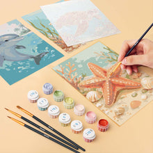 Cargar imagen en el visor de la galería, Mini Pintar por números 15x20cm (6 piezas) - Tesoros del Océano