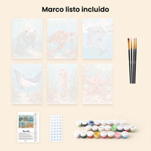 Cargar imagen en el visor de la galería, Mini Pintar por números 15x20cm (6 piezas) - Tesoros del Océano