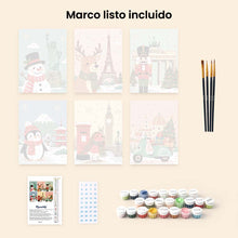 Cargar imagen en el visor de la galería, Mini Pintar por números 15x20cm (6 piezas) - Destinos de Vacaciones