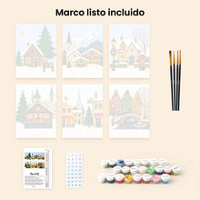 Cargar imagen en el visor de la galería, Mini Pintar por números 15x20cm (6 piezas) - Navidad en Europa