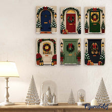 Cargar imagen en el visor de la galería, Mini Pintar por números 15x20cm (6 piezas) - Puertas de Entrada Navideñas