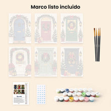 Cargar imagen en el visor de la galería, Mini Pintar por números 15x20cm (6 piezas) - Puertas de Entrada Navideñas