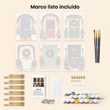 Cargar imagen en el visor de la galería, Mini Pintar por números 15x20cm (6 piezas) - Puertas de Entrada Navideñas