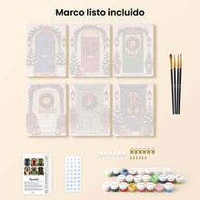 Cargar imagen en el visor de la galería, Mini Pintar por números 15x20cm (6 piezas) - Puertas de Entrada Navideñas