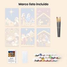 Cargar imagen en el visor de la galería, Mini Pintar por números 15x20cm (6 piezas) - La Historia de la Natividad