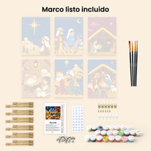 Cargar imagen en el visor de la galería, Mini Pintar por números 15x20cm (6 piezas) - La Historia de la Natividad