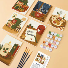Cargar imagen en el visor de la galería, Mini Pintar por números 15x20cm (6 piezas) - Momentos Festivos de Invierno