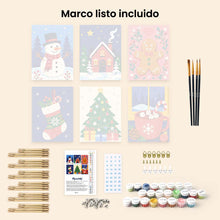Cargar imagen en el visor de la galería, Mini Pintar por números 15x20cm (6 piezas) - Favoritos del Invierno Festivo