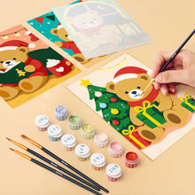Cargar imagen en el visor de la galería, Mini Pintar por números 15x20cm (6 piezas) - Ositos de Peluche Navideños