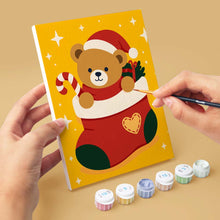 Cargar imagen en el visor de la galería, Mini Pintar por números 15x20cm (6 piezas) - Ositos de Peluche Navideños