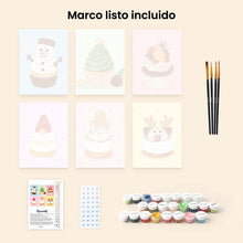 Cargar imagen en el visor de la galería, Mini Pintar por números 15x20cm (6 piezas) - Cupcakes Navideños