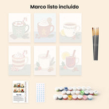 Cargar imagen en el visor de la galería, Mini Pintar por números 15x20cm (6 piezas) - Bebidas Reconfortantes de Invierno