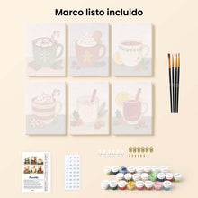 Cargar imagen en el visor de la galería, Mini Pintar por números 15x20cm (6 piezas) - Bebidas Reconfortantes de Invierno