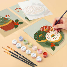 Cargar imagen en el visor de la galería, Mini Pintar por números 15x20cm (6 piezas) - Dulces Navideños