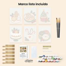 Cargar imagen en el visor de la galería, Mini Pintar por números 15x20cm (6 piezas) - Dulces Navideños