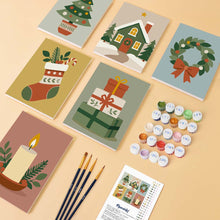 Cargar imagen en el visor de la galería, Mini Pintar por números 15x20cm (6 piezas) - Colección de Adornos Navideños