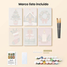 Cargar imagen en el visor de la galería, Mini Pintar por números 15x20cm (6 piezas) - Colección de Adornos Navideños