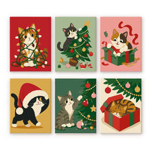 Cargar imagen en el visor de la galería, Mini Pintar por números 15x20cm (6 piezas) - Diversión con Gatitos Navideños Figured'Art
