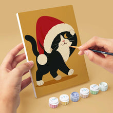Cargar imagen en el visor de la galería, Mini Pintar por números 15x20cm (6 piezas) - Diversión con Gatitos Navideños
