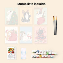 Cargar imagen en el visor de la galería, Mini Pintar por números 15x20cm (6 piezas) - Aventuras de los Gatitos de Vacaciones