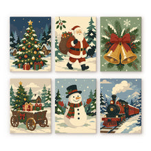 Cargar imagen en el visor de la galería, Mini Pintar por números 15x20cm (6 piezas) - Libro de historias navideñas Figured'Art
