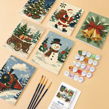 Cargar imagen en el visor de la galería, Mini Pintar por números 15x20cm (6 piezas) - Libro de historias navideñas