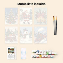 Cargar imagen en el visor de la galería, Mini Pintar por números 15x20cm (6 piezas) - Libro de historias navideñas