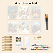 Cargar imagen en el visor de la galería, Mini Pintar por números 15x20cm (6 piezas) - Libro de historias navideñas