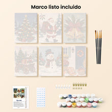 Cargar imagen en el visor de la galería, Mini Pintar por números 15x20cm (6 piezas) - Libro de historias navideñas