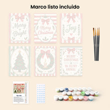Cargar imagen en el visor de la galería, Mini Pintar por números 15x20cm (6 piezas) - Felices deseos de Navidad