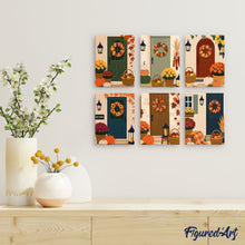 Cargar imagen en el visor de la galería, Mini Pintar por números 15x20cm (6 piezas) - Bienvenido a casa, otoño