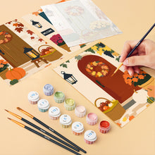 Cargar imagen en el visor de la galería, Mini Pintar por números 15x20cm (6 piezas) - Bienvenido a casa, otoño
