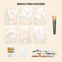 Cargar imagen en el visor de la galería, Mini Pintar por números 15x20cm (6 piezas) - Criaturas del bosque