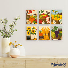 Cargar imagen en el visor de la galería, Mini Pintar por números 15x20cm (6 piezas) - Días del mercado de la cosecha