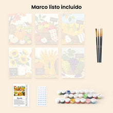 Cargar imagen en el visor de la galería, Mini Pintar por números 15x20cm (6 piezas) - Días del mercado de la cosecha