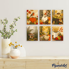 Cargar imagen en el visor de la galería, Mini Pintar por números 15x20cm (6 piezas) - Sendero de la cosecha del bosque