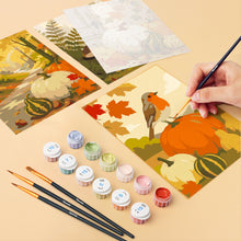Cargar imagen en el visor de la galería, Mini Pintar por números 15x20cm (6 piezas) - Sendero de la cosecha del bosque