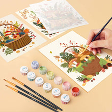 Cargar imagen en el visor de la galería, Mini Pintar por números 15x20cm (6 piezas) - Cesta del bosque