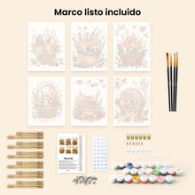 Cargar imagen en el visor de la galería, Mini Pintar por números 15x20cm (6 piezas) - Cesta del bosque