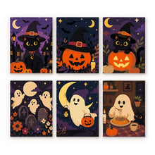 Cargar imagen en el visor de la galería, Mini Pintar por números 15x20cm (6 piezas) - Amigos de la temporada espeluznante Figured'Art