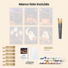 Cargar imagen en el visor de la galería, Mini Pintar por números 15x20cm (6 piezas) - Amigos de la temporada espeluznante