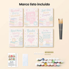 Cargar imagen en el visor de la galería, Mini Pintar por números 15x20cm (6 piezas) - Estado de ánimo de amante de los libros