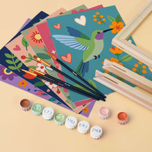 Cargar imagen en el visor de la galería, Mini Pintar por números 15x20cm (6 piezas) - Flores y canto de los pájaros