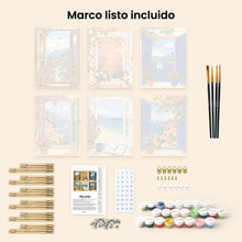 Cargar imagen en el visor de la galería, Mini Pintar por números 15x20cm (6 piezas) - Ventanas con vistas al océano
