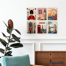 Cargar imagen en el visor de la galería, Mini Pintar por números 15x20cm (6 piezas) - Postales de Londres