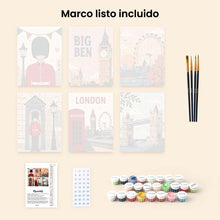 Cargar imagen en el visor de la galería, Mini Pintar por números 15x20cm (6 piezas) - Postales de Londres