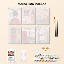 Cargar imagen en el visor de la galería, Mini Pintar por números 15x20cm (6 piezas) - Postales de Londres