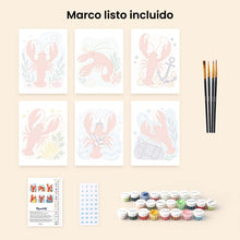 Cargar imagen en el visor de la galería, Mini Serie Pintar por números 15x20cm (6 piezas) - Colección Langosta Costera