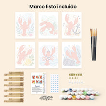 Cargar imagen en el visor de la galería, Mini Serie Pintar por números 15x20cm (6 piezas) - Colección Langosta Costera